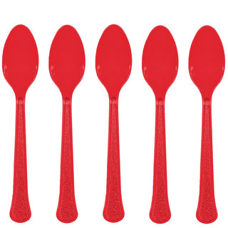 Apple Red Plastic Spoon 20 ct