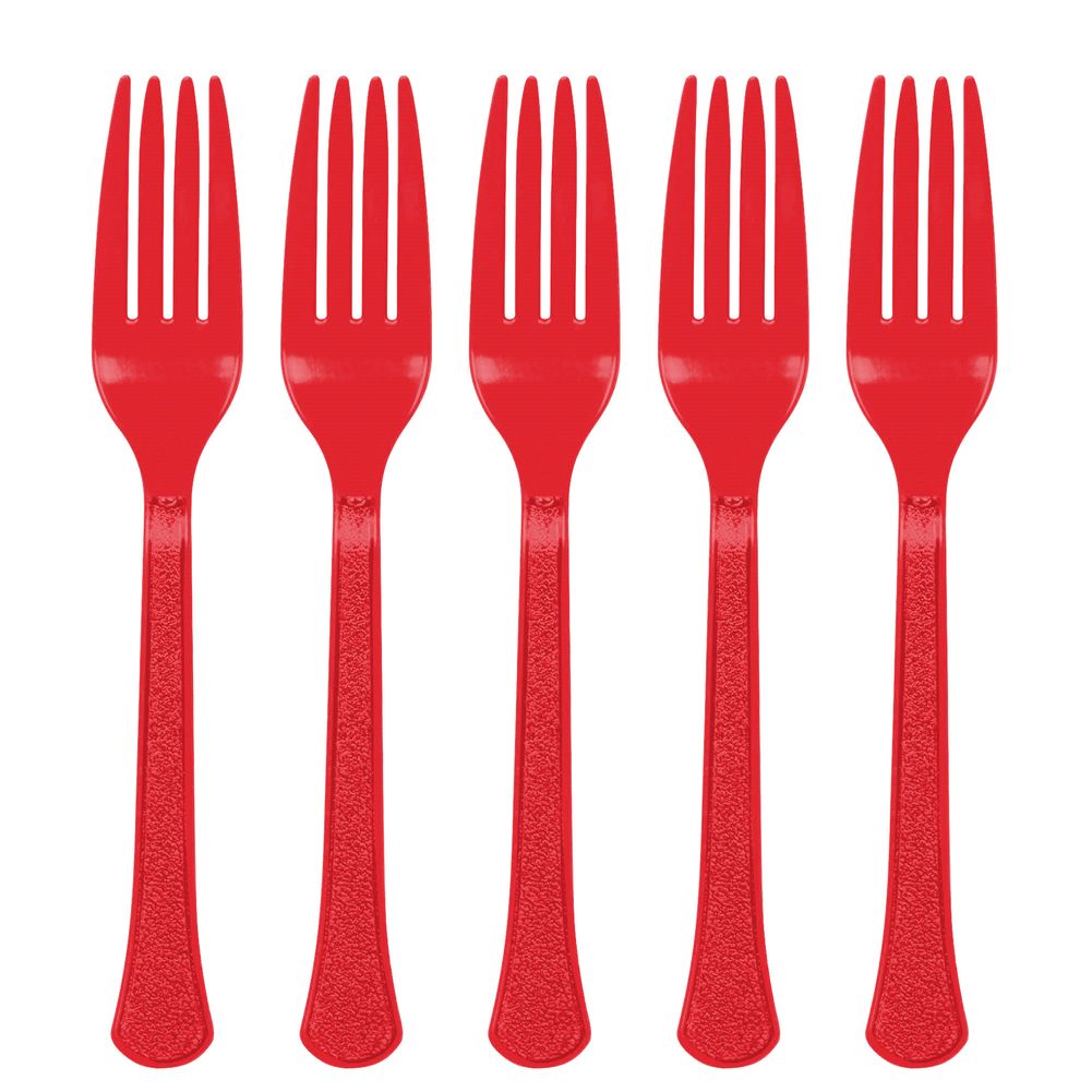 Apple Red Plastic Fork 20 ct