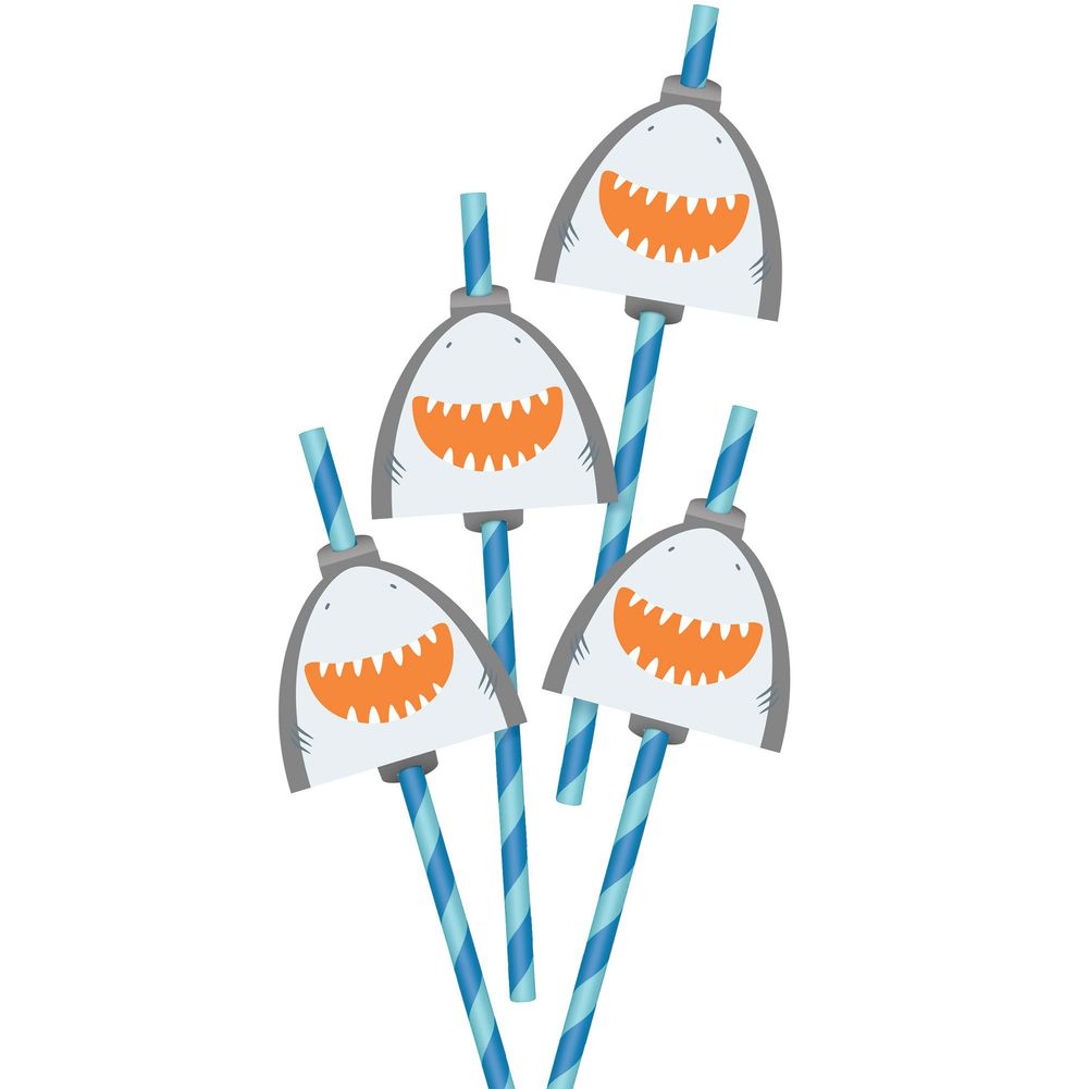 Ahoy Pirate Shark Straws, 12 ct