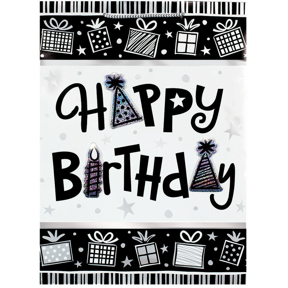 Silver Happy Birthday Jumbo Gift Bag