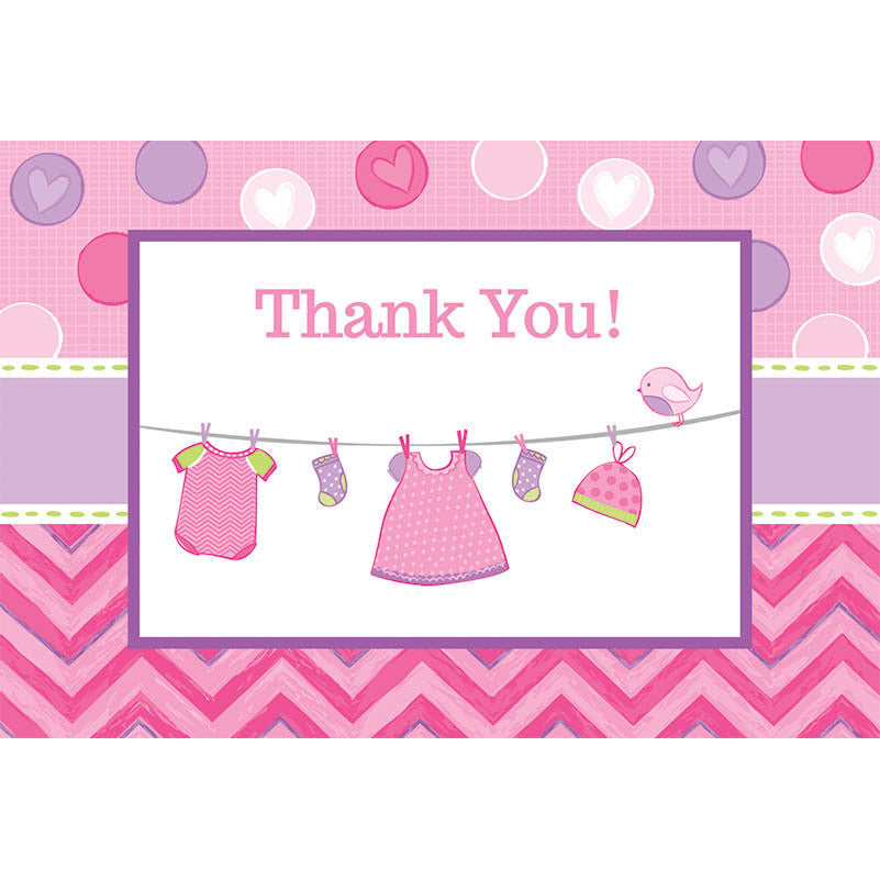 Shower With Love Girl Postcard Thank You Notes (8ct)