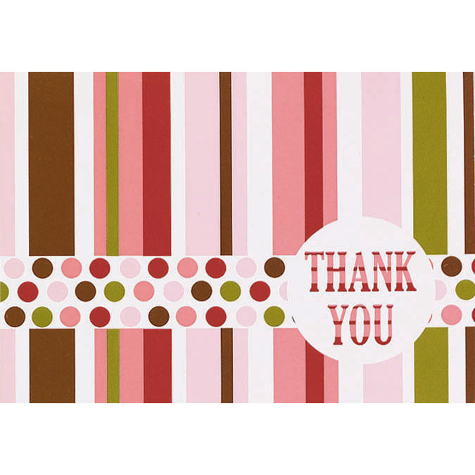 Pink Party Stripe Thank You Notes