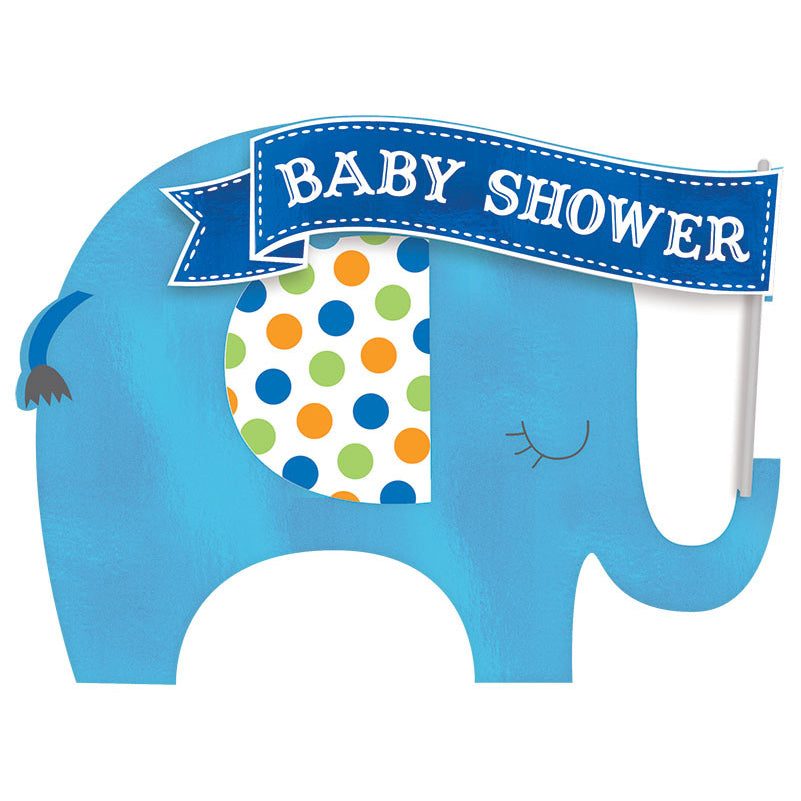Blue Baby Shower Jumbo Deluxe Invitations (8 ct)