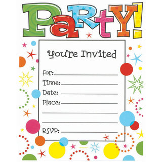 Party Time Novelty Invites (20ct)