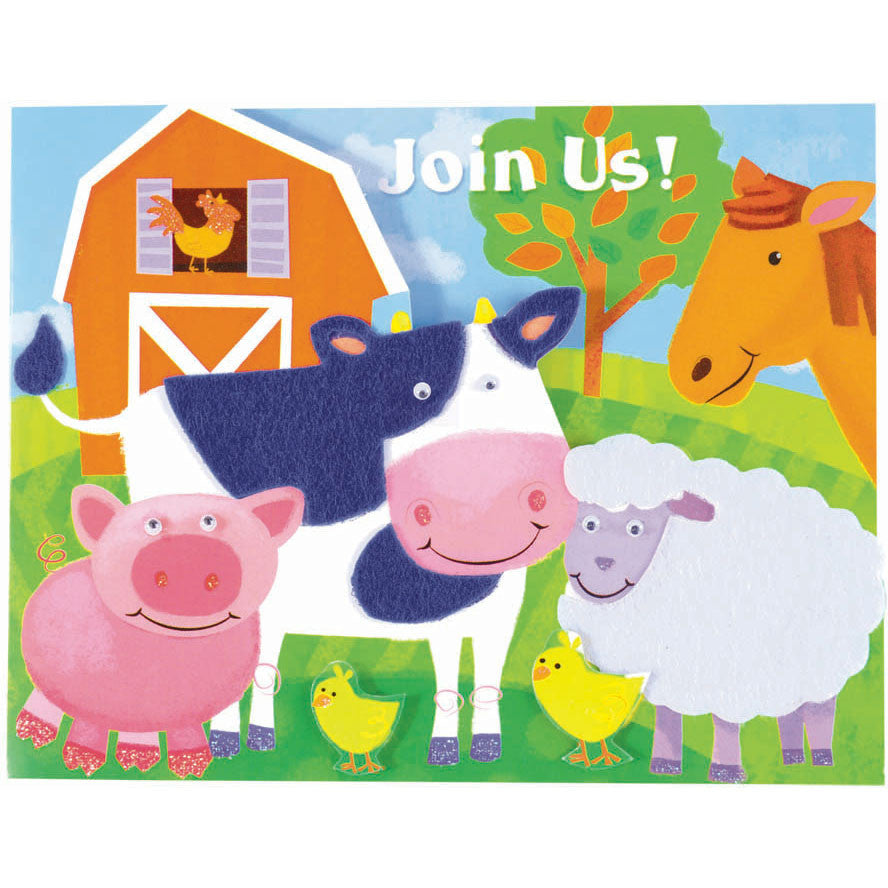 Farm Animals Novelty Invitations