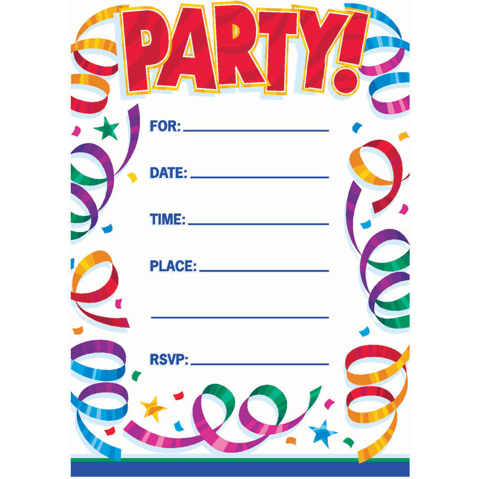 Party Streamers Postcard Invites (8ct)