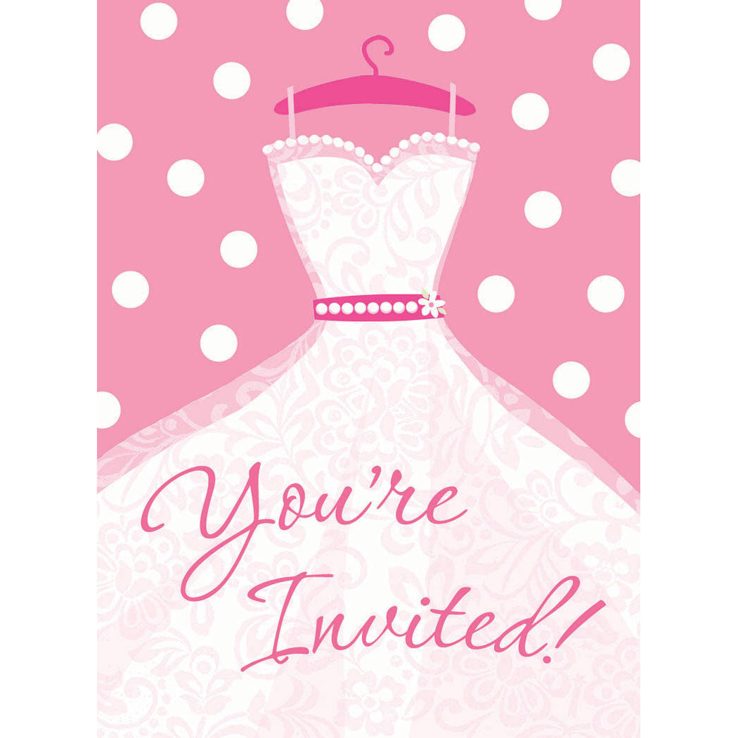Bridal Shower Wedding Dress Invitations w/ Envelopes (8ct), image size:1050x1050