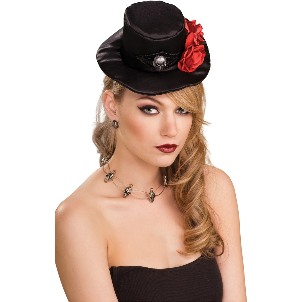 Gothic Mini Top Hat With Roses