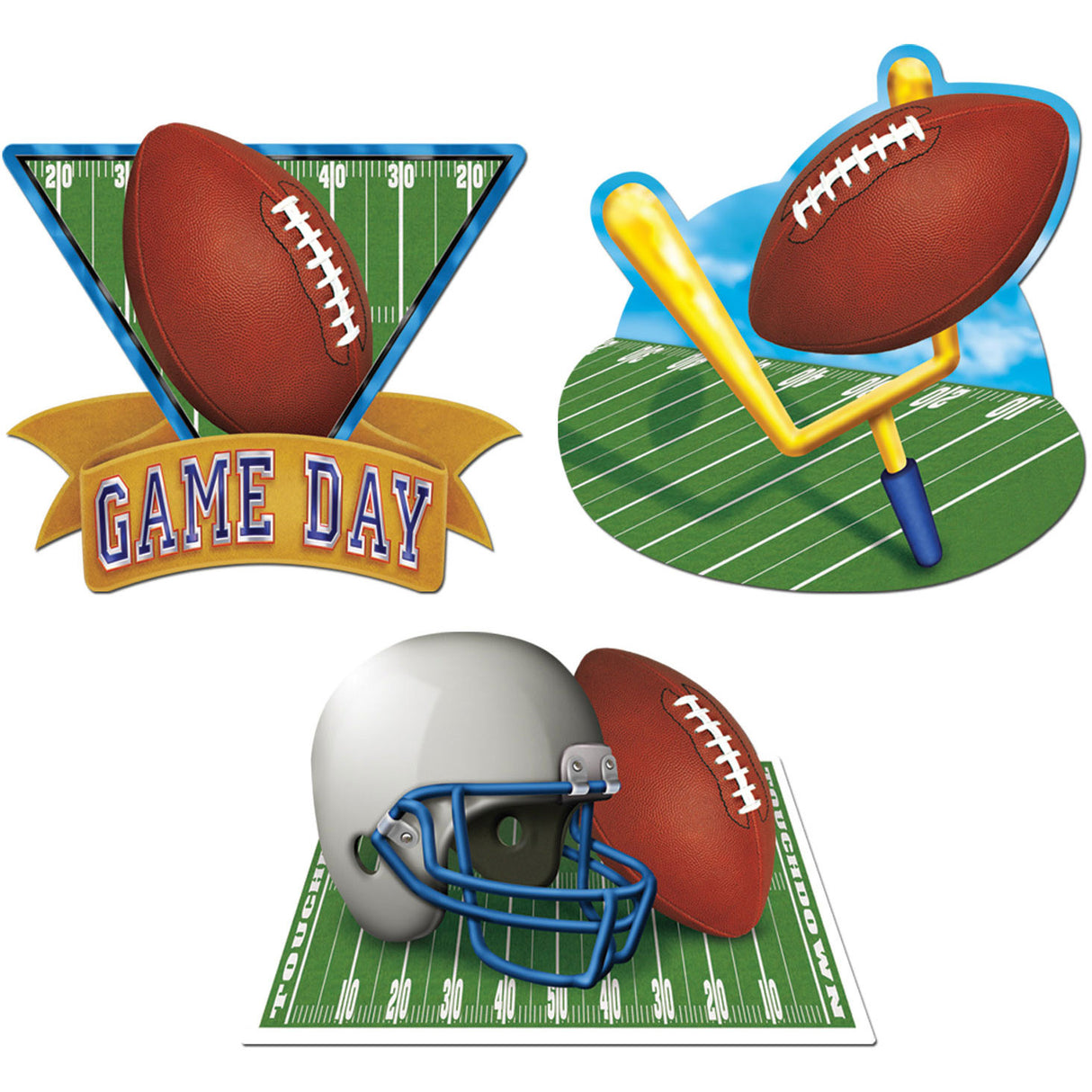 16" Game Day Football Cutouts (3ct)