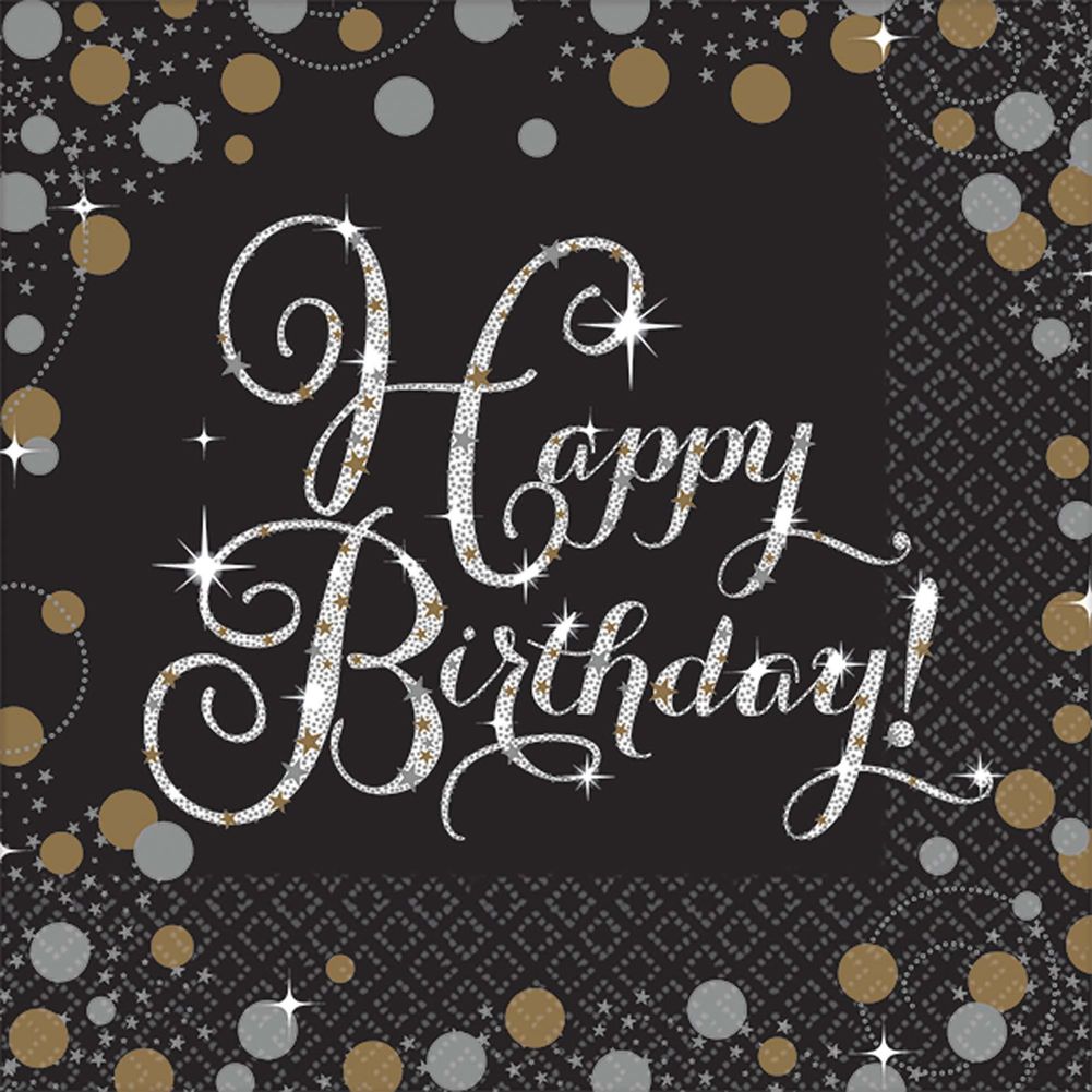 Sparkling Celebration Happy Birthday Beverage Napkins (16 ct)