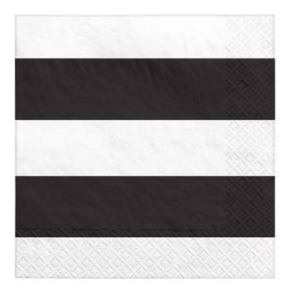 Black Striped Beverage Napkins, 16ct