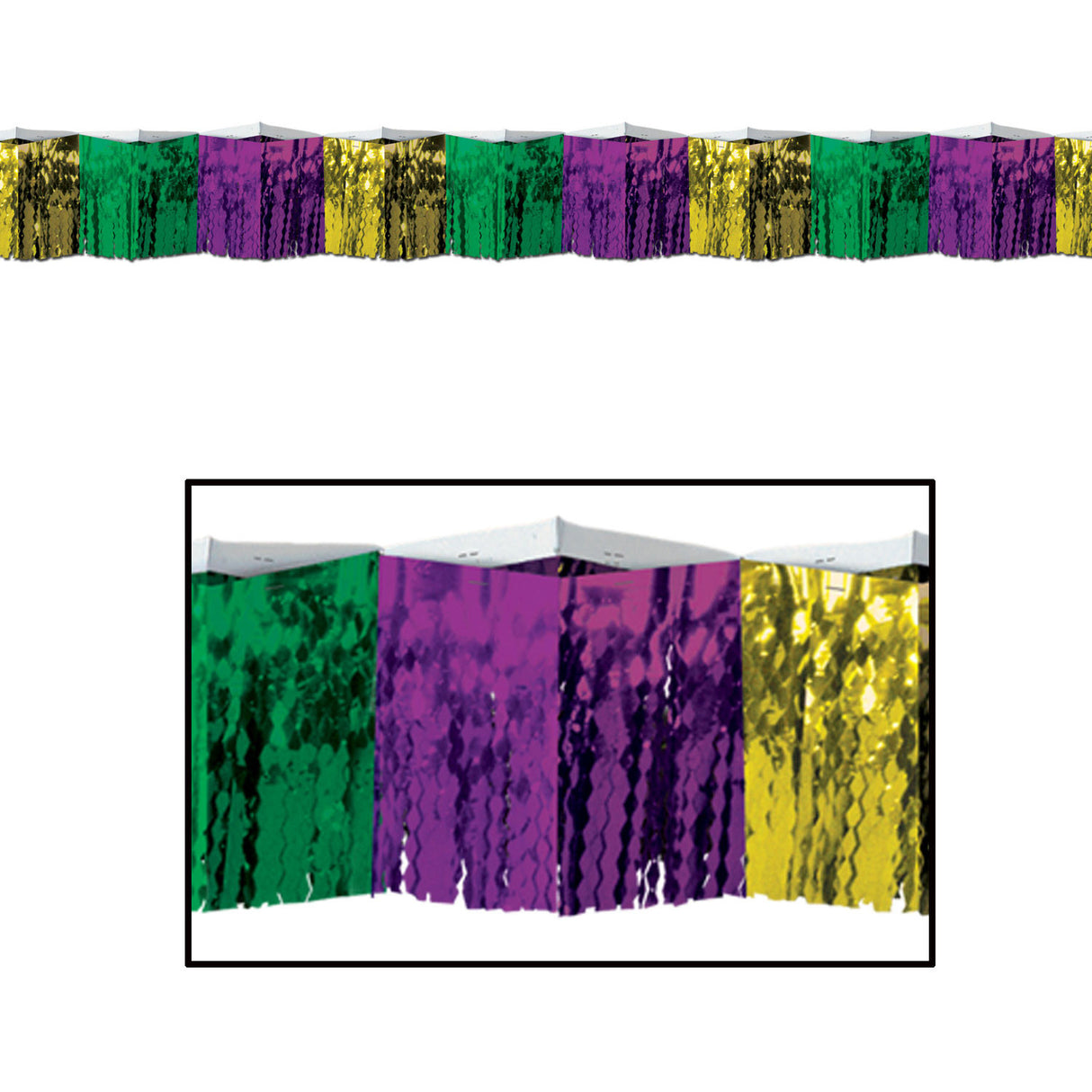2-Ply FR Diamond Metallic Fringe Drape