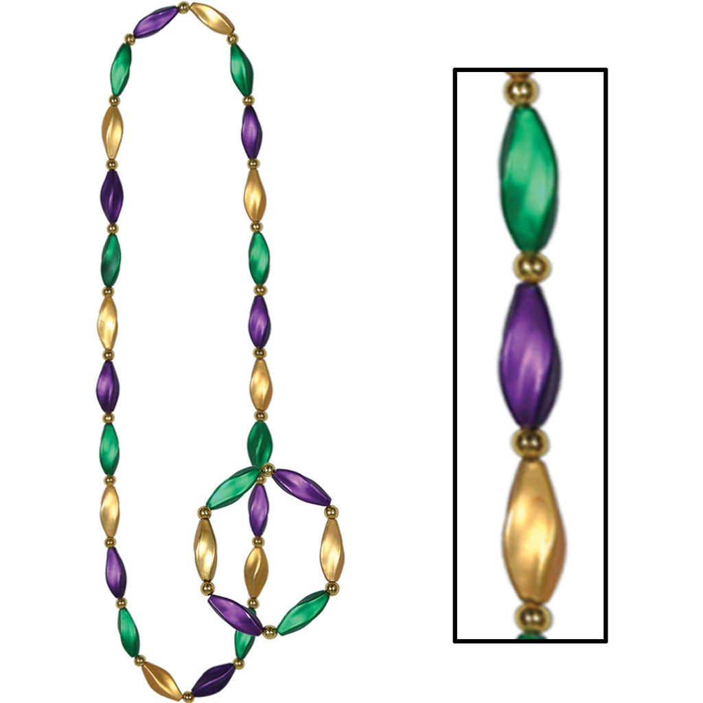 Mardi Gras Satin Swirl Beads/Bracelet Set