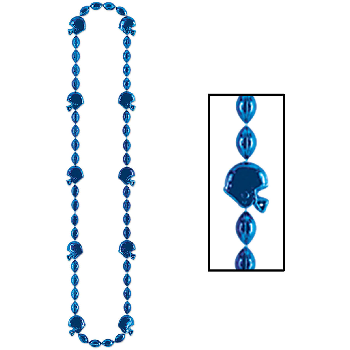 Blue Beaded Necklace with Helmets