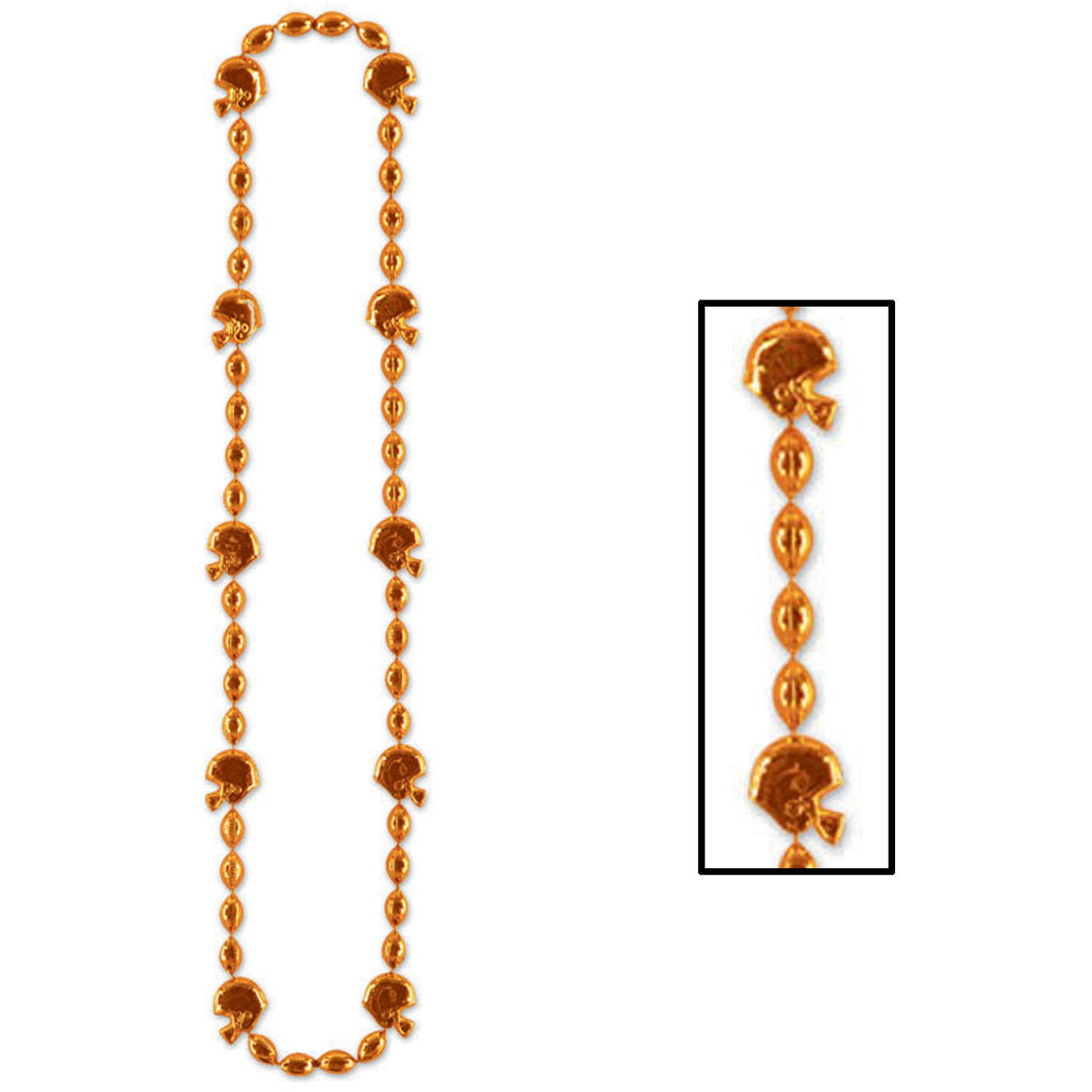 Orange Beaded Necklace with Helmets