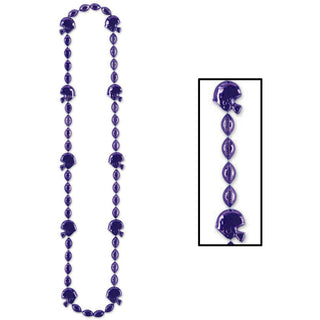 Purple Beaded Necklace with Helmets