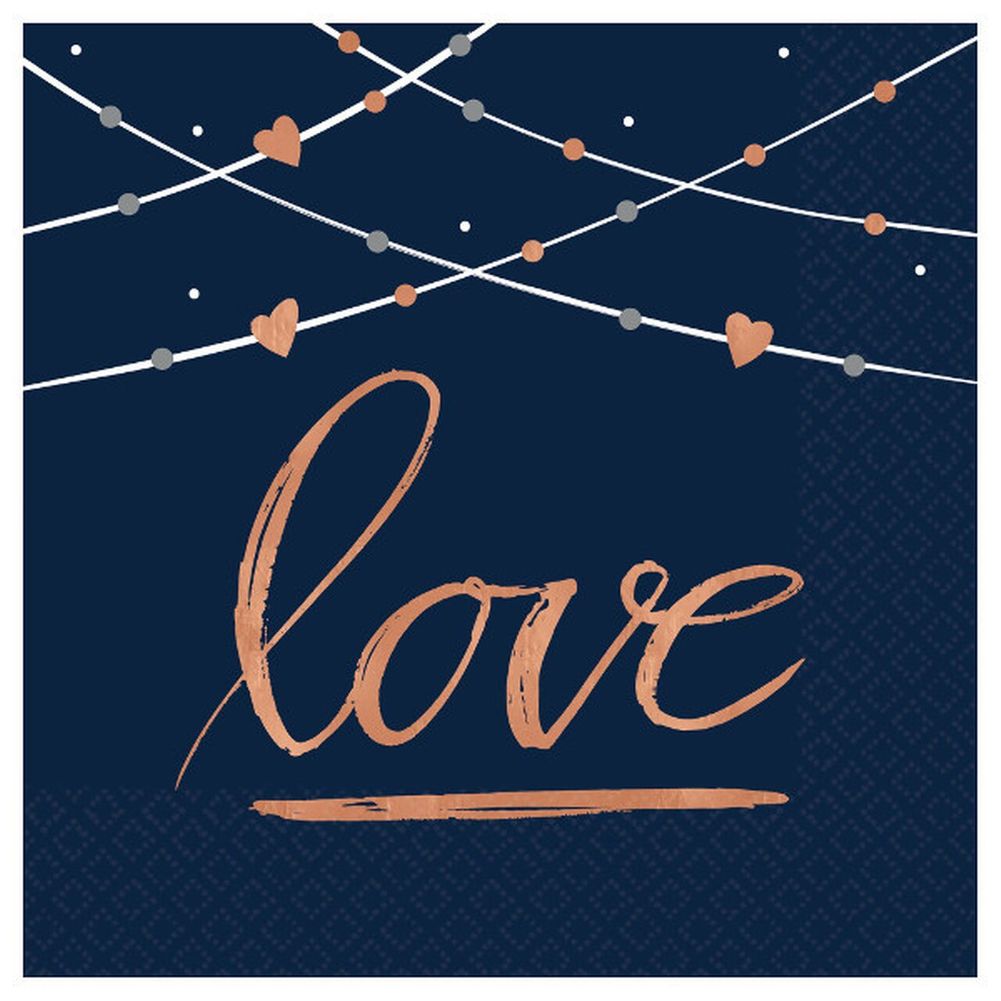 Navy Love Beverage Napkins, 16ct