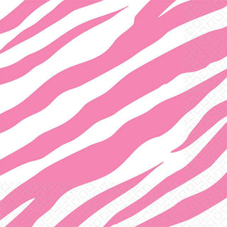 Bright Pink Zebra Beverage Napkins (16ct)