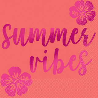 Summer Vibes Hot Stamped Beverage Napkins, 16ct