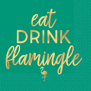 Eat Drink Flamingle Hot Stamped Beverage Napkins, 16ct