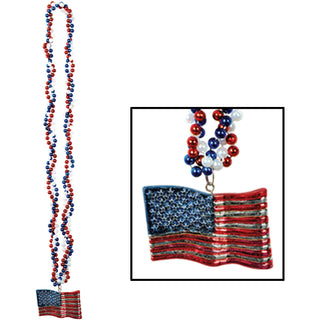 American Flag Bead Necklace