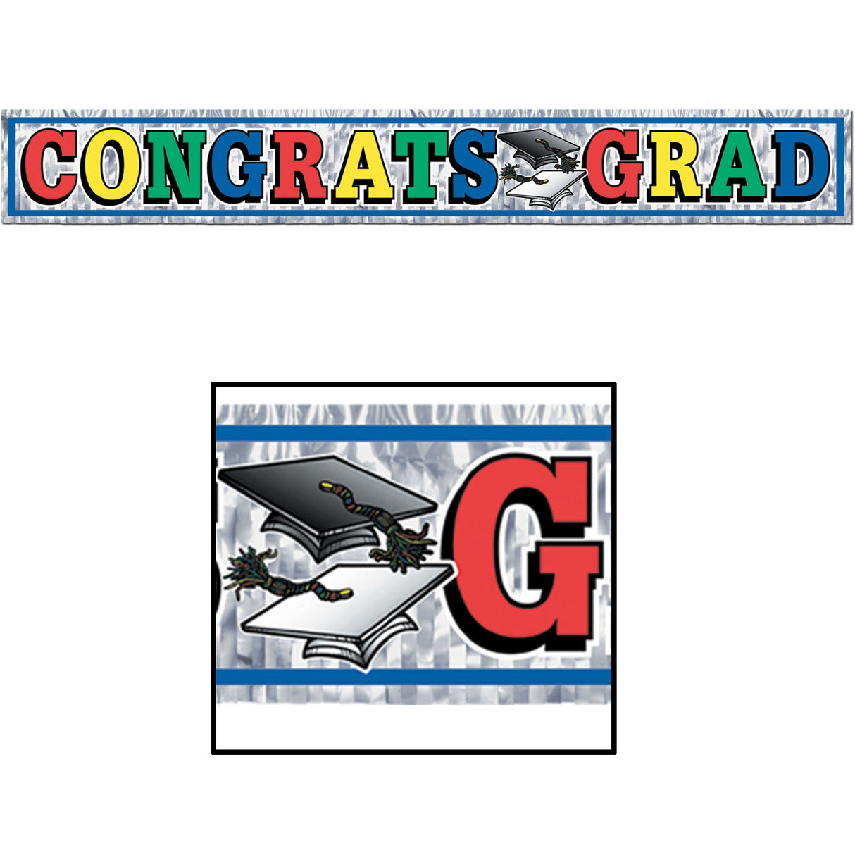Metallic Congrats Grad Fringe Banner