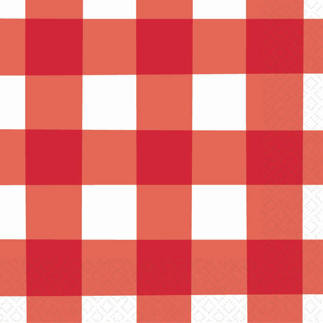 American Summer Red Gingham Beverage Napkins (16ct)