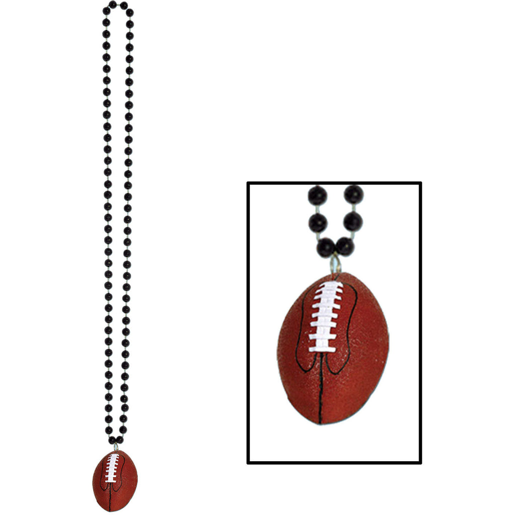 Black Beads with Football Medallions