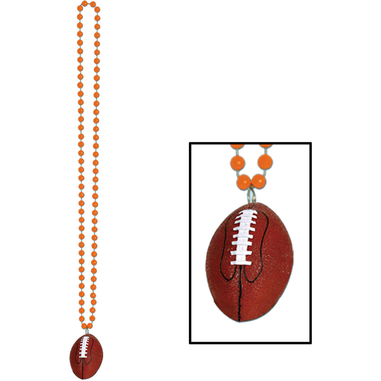 Orange Beads with Football Medallions