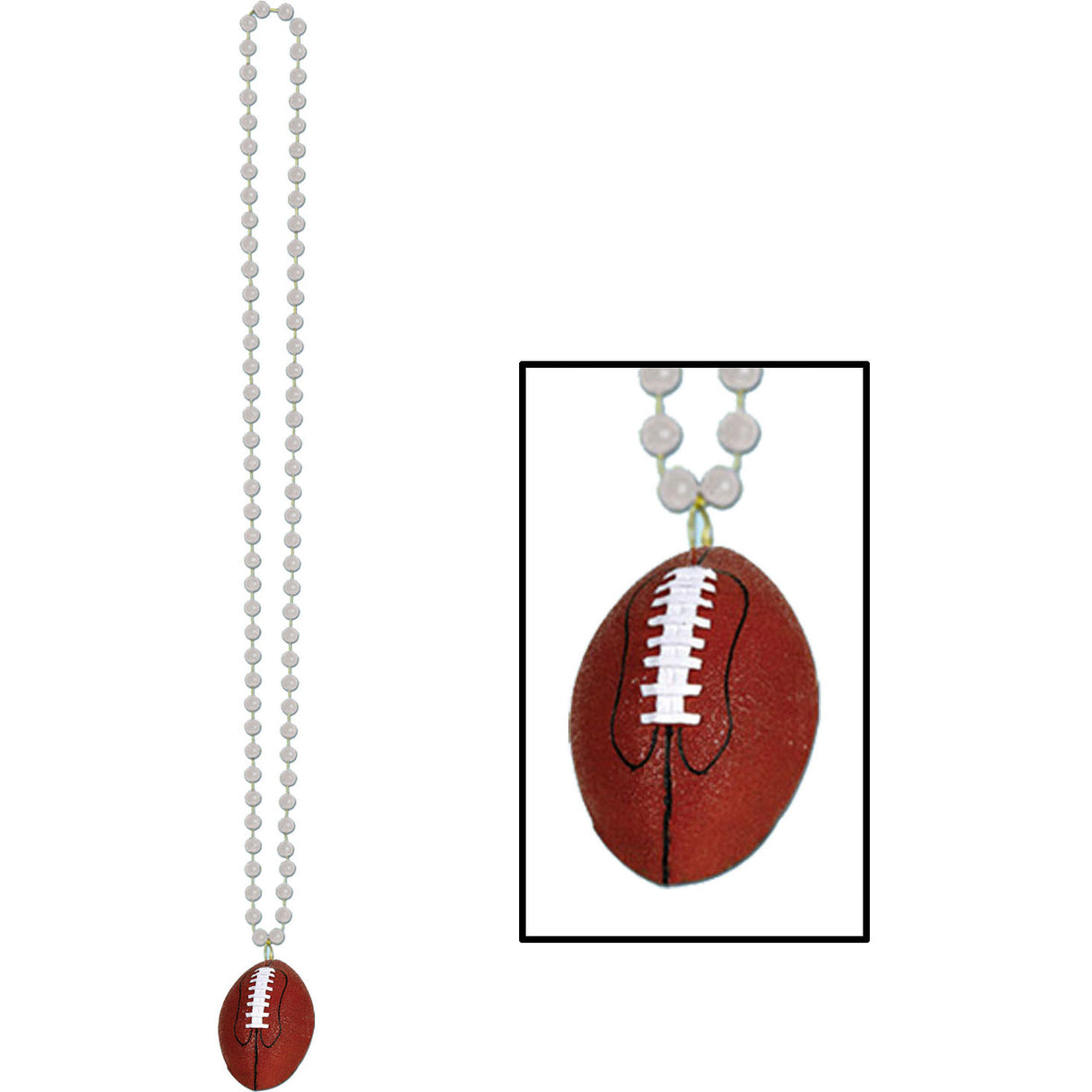 Silver Beads with Football Medallions