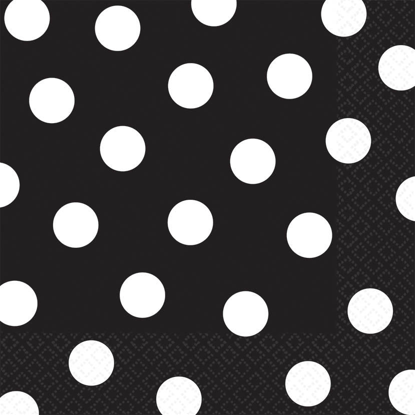 Jet Black Dots Luncheon Napkins (16ct)
