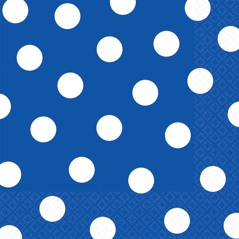 Bright Royal Blue Dots Luncheon Napkins, 16ct