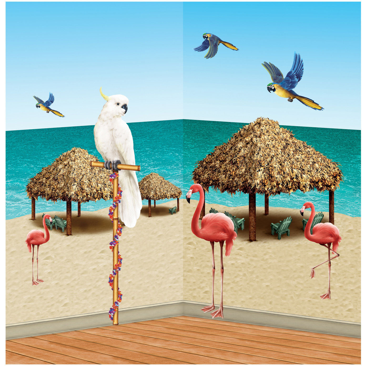Tiki Hut & Tropical Bird Props Scene Setters