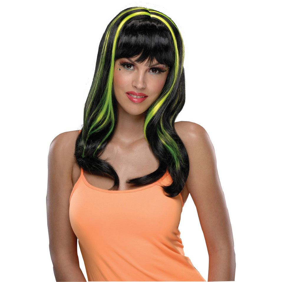 Yellow Neon Streaks Wig
