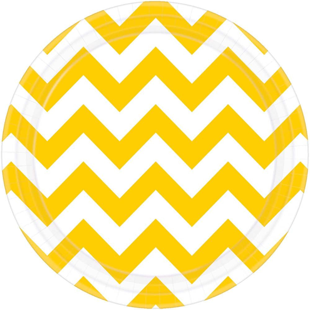 Yellow Sunshine Chevron Dessert Plates (8ct)