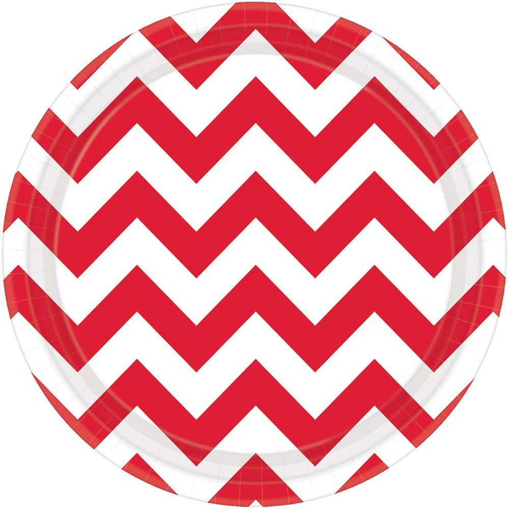 Apple Red Chevron Dessert Plates (8ct)
