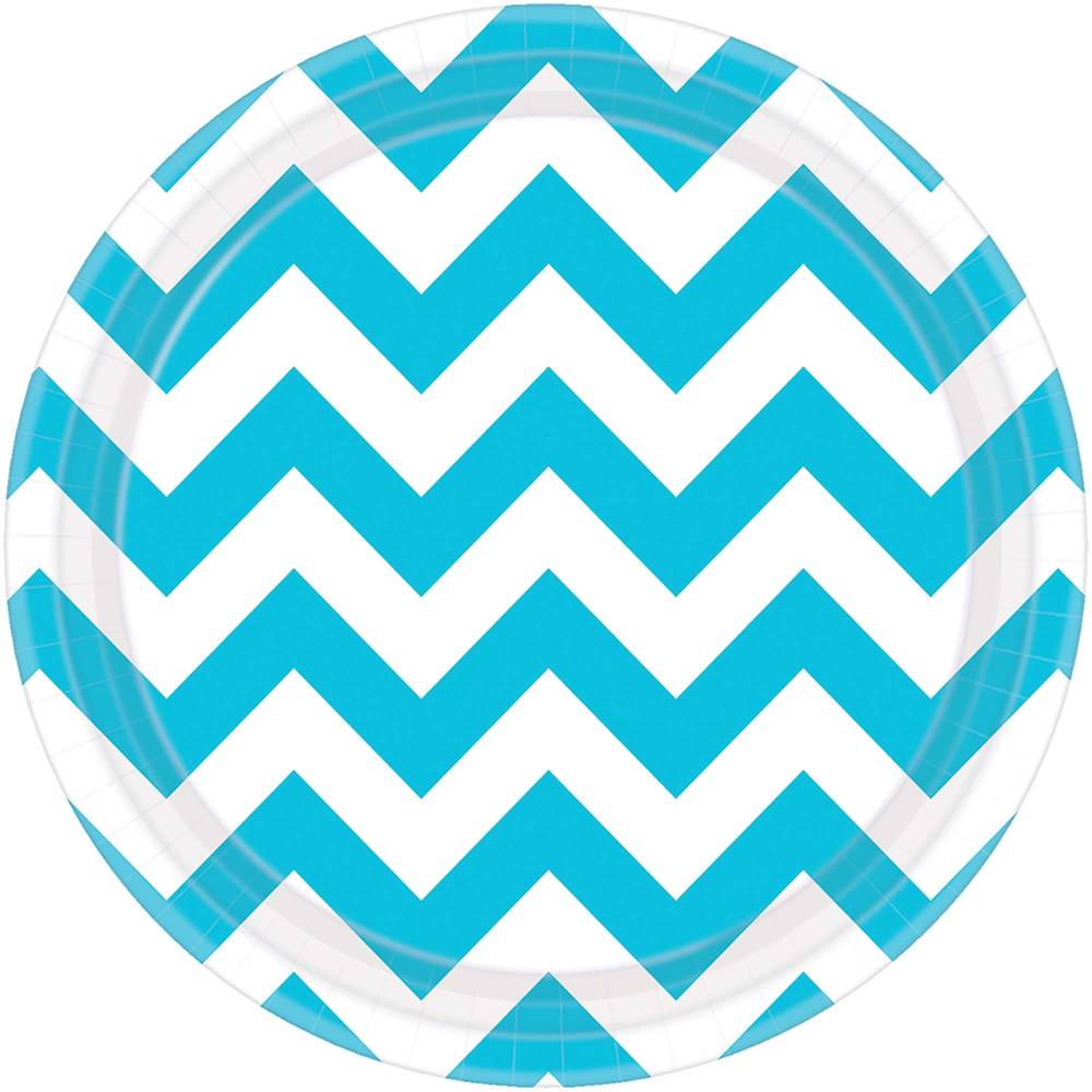 Caribbean Blue Chevron Dessert Plates (8ct)