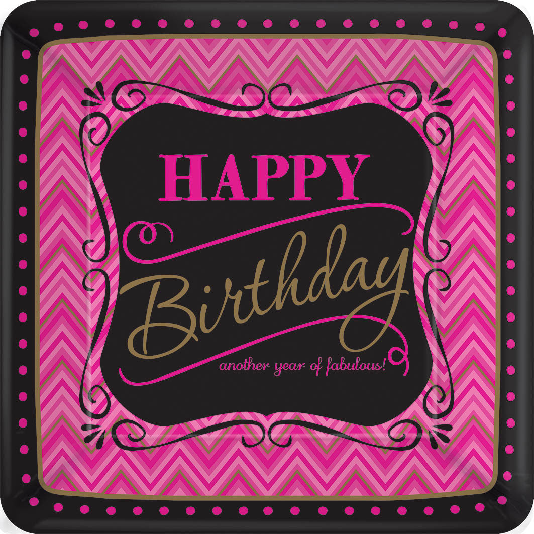 Born To Be Fabulous Square Paper Dessert Plates (8 ct)