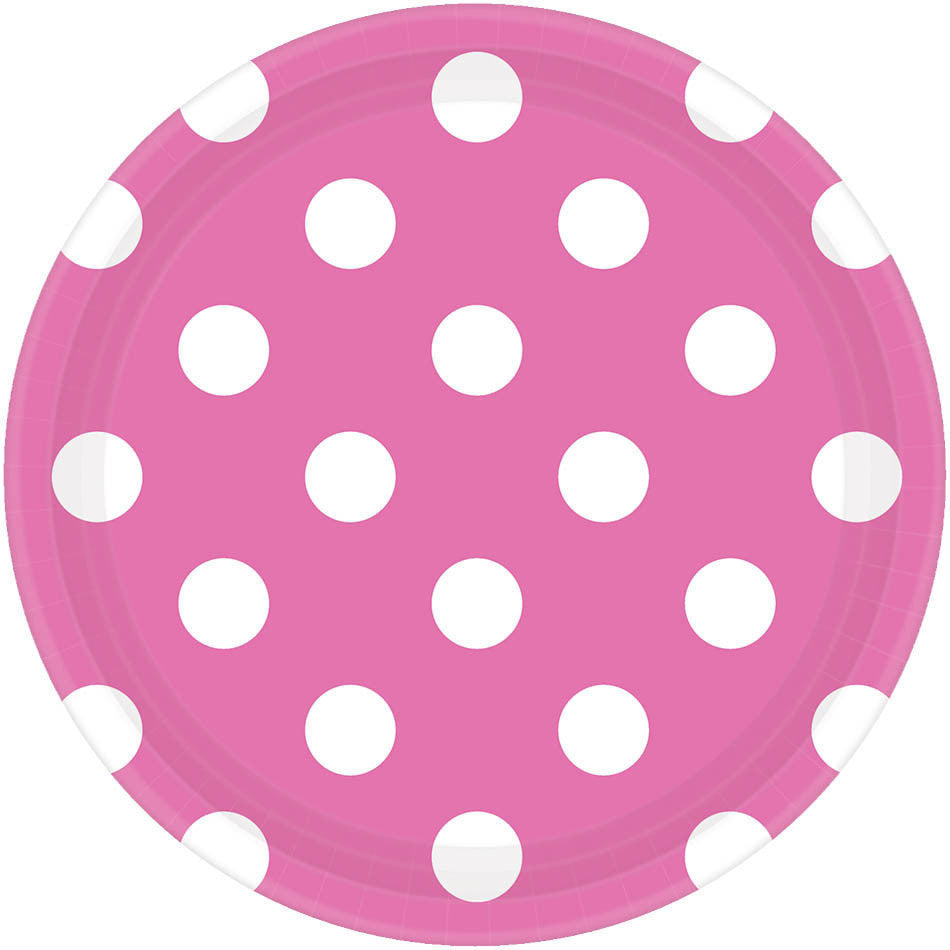 Bright Pink Dots Dessert Plates (8ct)
