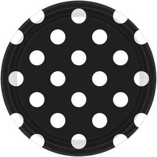 Jet Black Dots Dessert Plates (8ct)