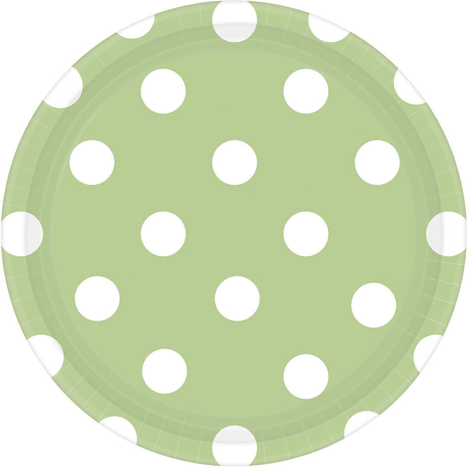 Leaf Green Dots Dessert Plates (8ct)