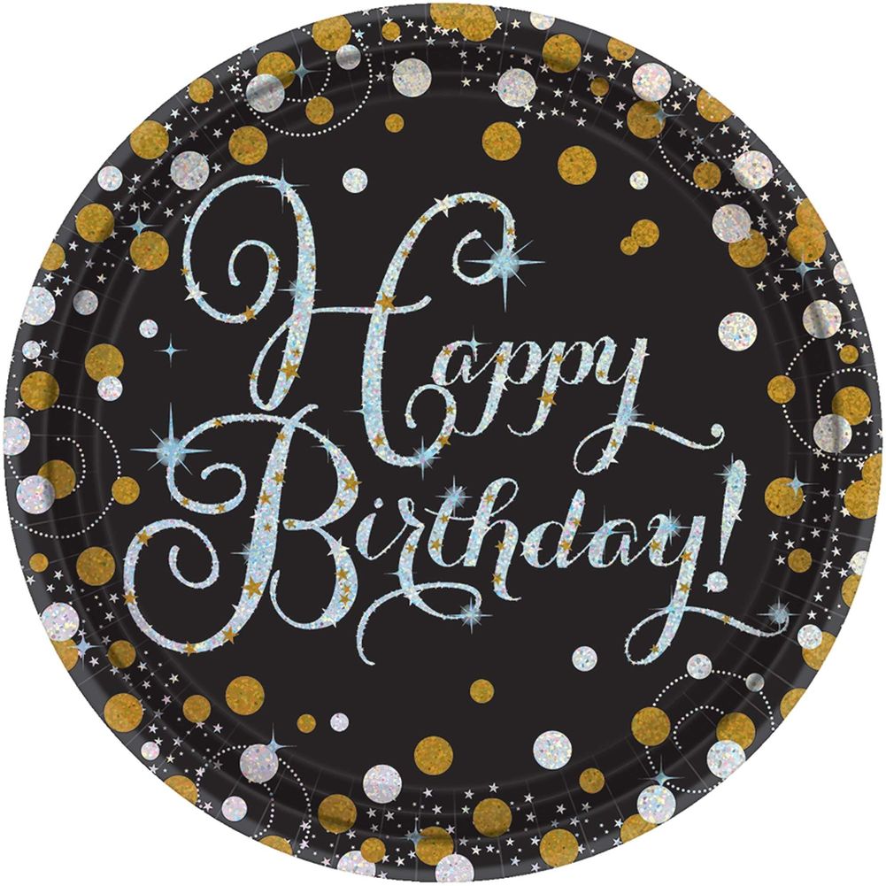 Sparkling Celebration Happy Birthday Paper Dessert Plates (8 ct)