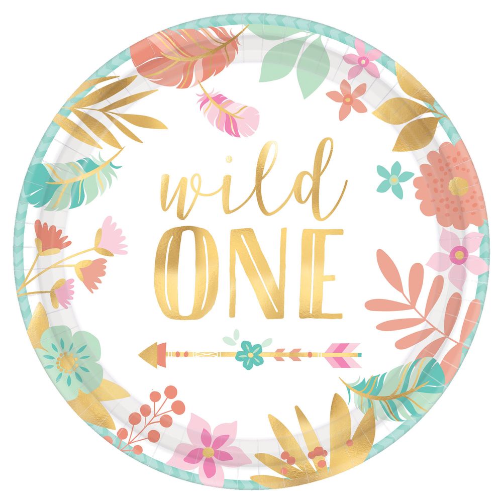 Boho Birthday Dessert Plates (8 ct)