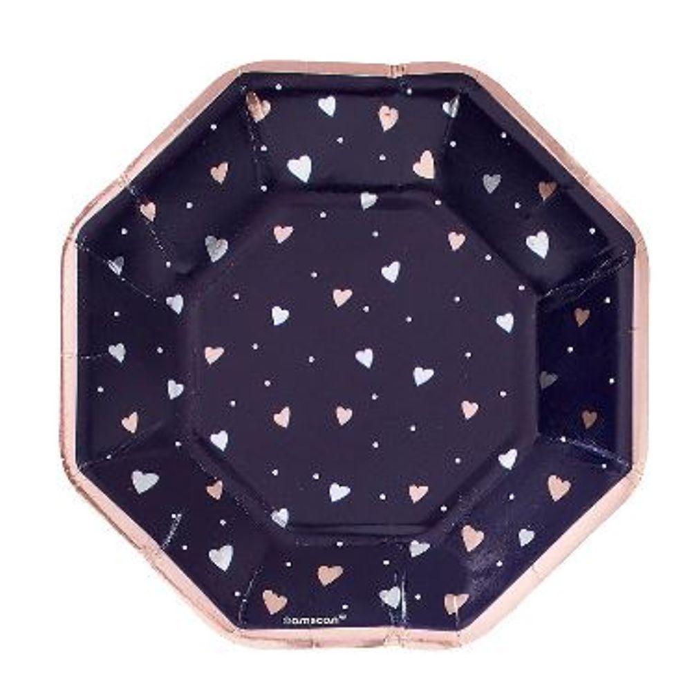 Metallic Navy Love Dessert Plates, 8ct