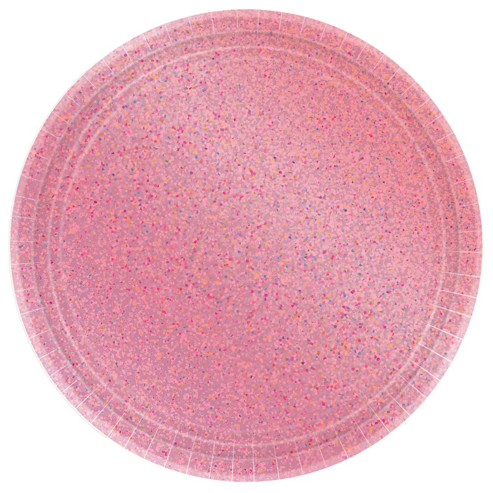 New Pink 6.75" Round Paper Prismatic Plates 8 ct