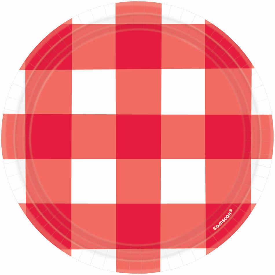 American Summer Red Gingham Dessert Plates (8ct)