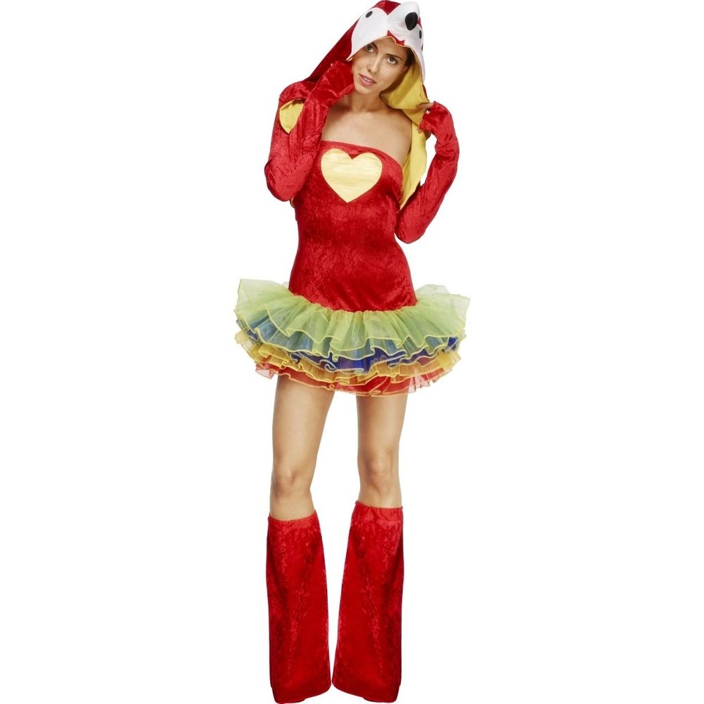 Fever Birds of Paradise Parrot Costume Tutu Dress with Detachable Clear Straps Jacket & Bootcovers