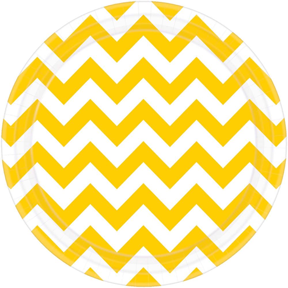 Yellow Sunshine Chevron Dinner Plates (8ct)