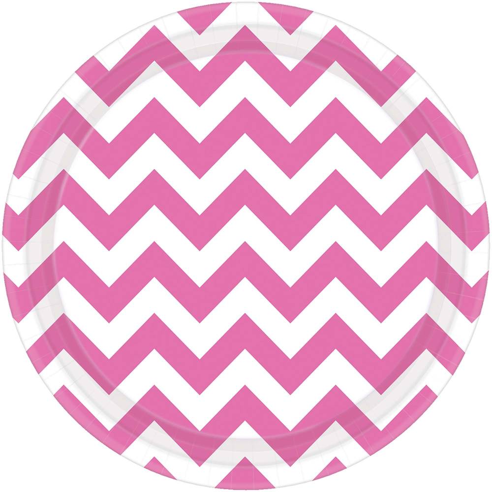 Bright Pink Chevron Dinner Plates (8ct)