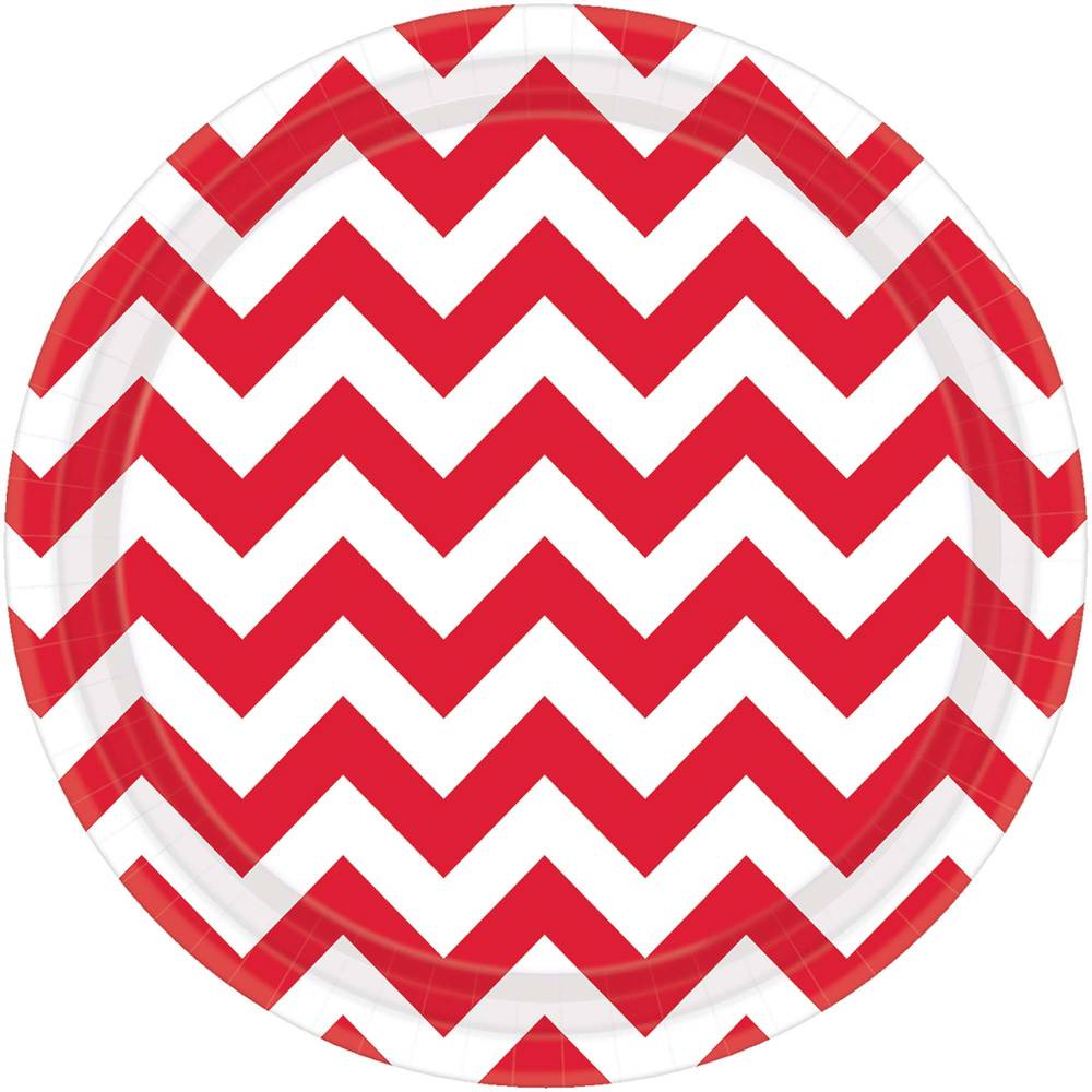 Apple Red Chevron Dinner Plates (8ct)